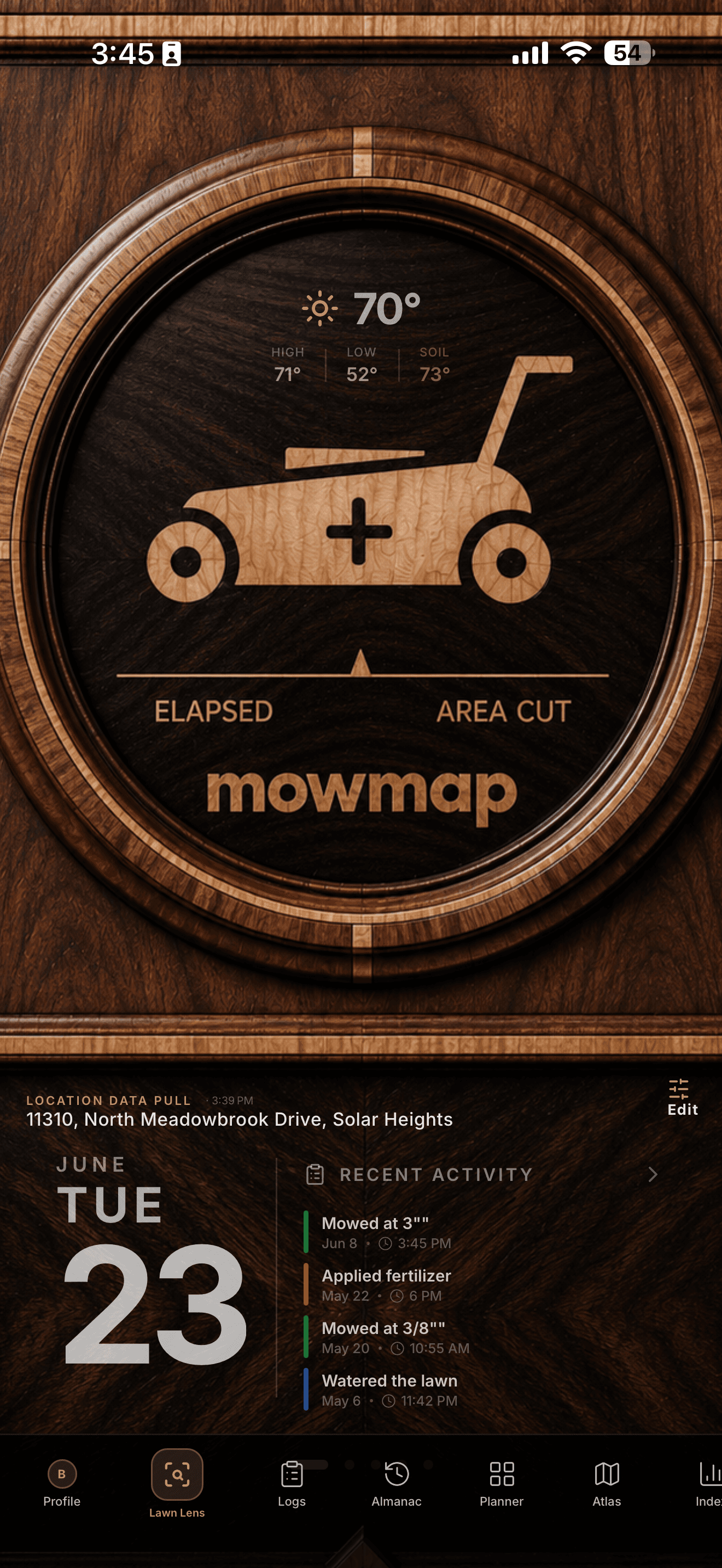 MowMap dashboard